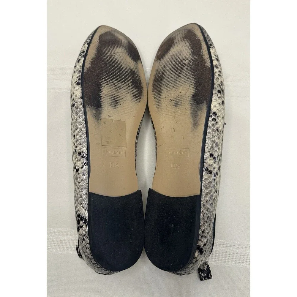 Everlane The Day Ballet Flats Snakeskin Print Leather Slip On Size 10.5 Italy
